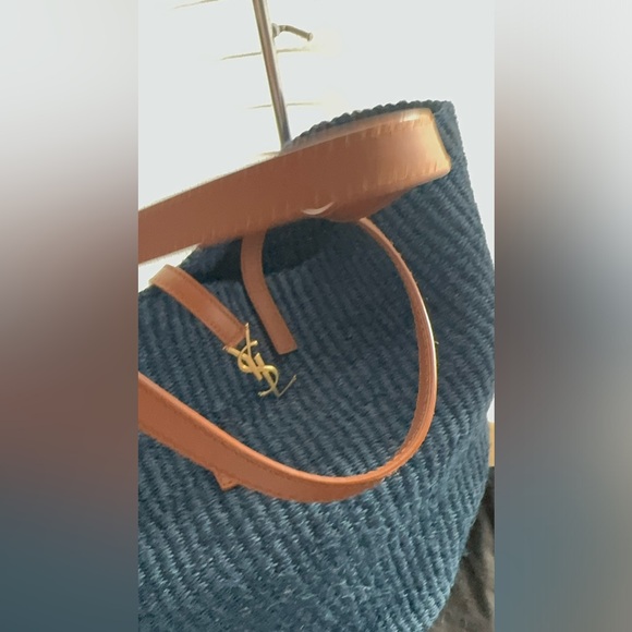 NWT Saint Laurent YSL Borsa A Mano Hobo Tote Bag In Blue/Orchid Brick - Picture 5 of 17